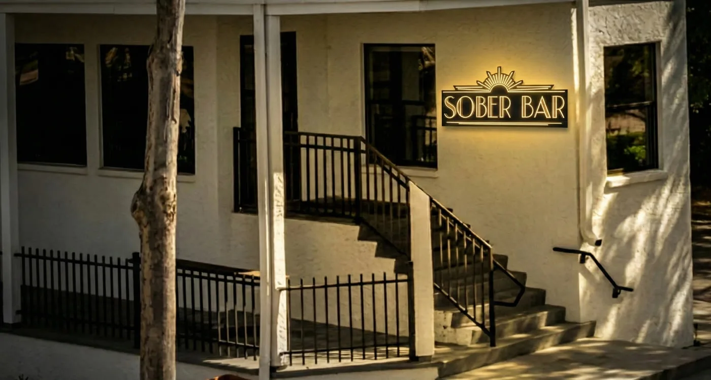 The Sober Bar storefront at 3062 Beach Blvd S with its glowing art-deco sign